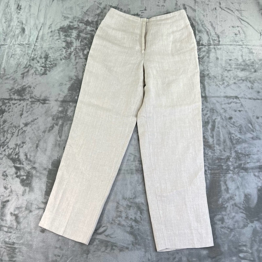 Talbots Irish Linen High Waisted Trousers Womens Size 8 Natural Oatmeal Color